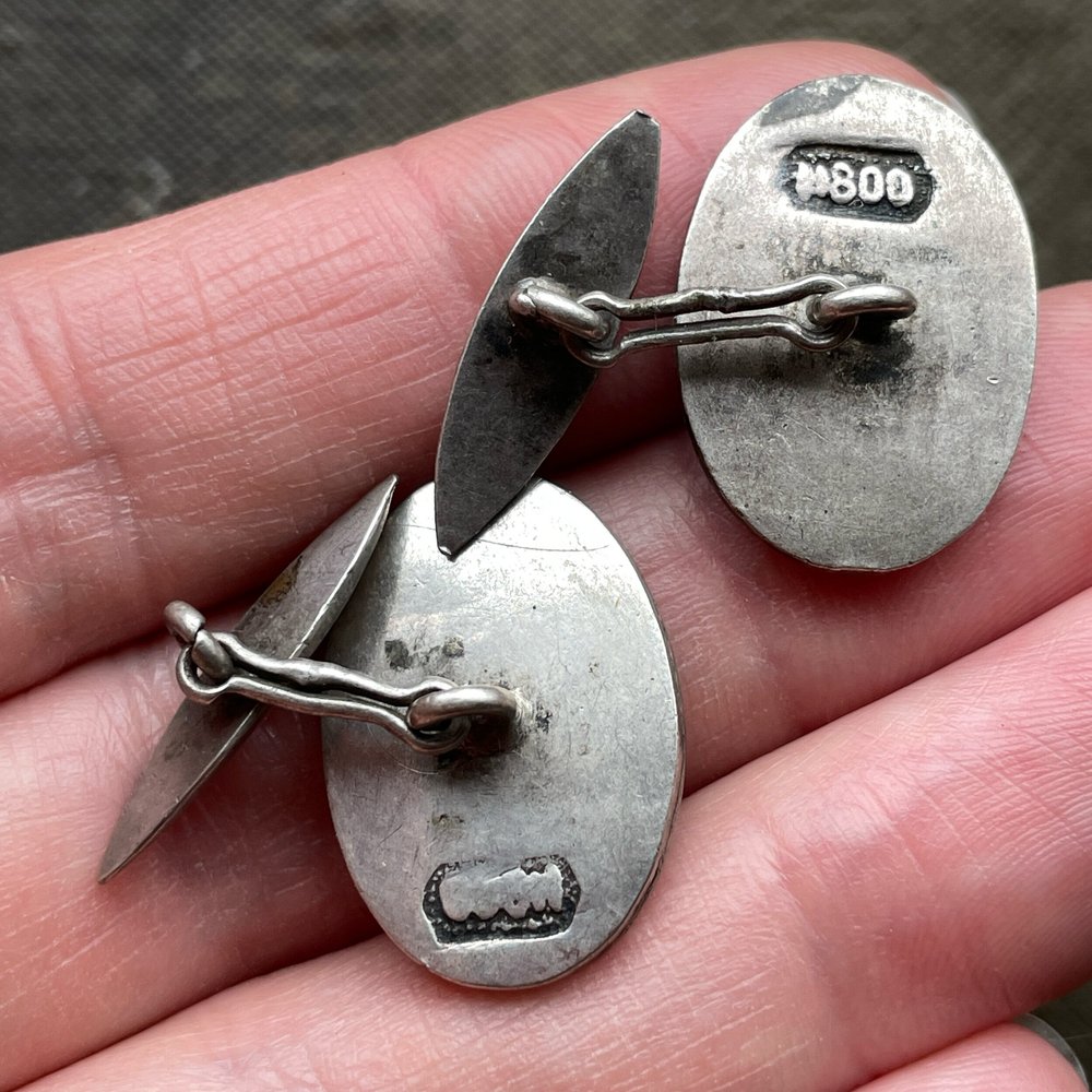 Antique/Vintage 800 Silver Chinese Export Floral Cufflinks — The