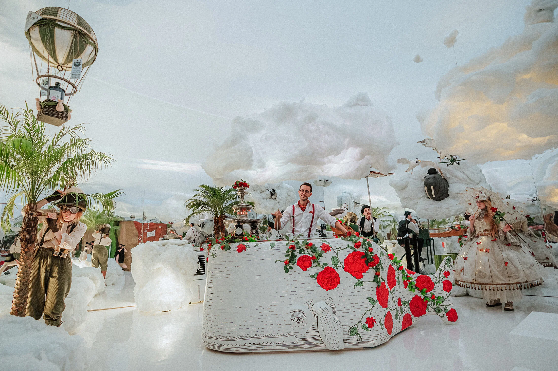  Each immersive experience featured a host of curious characters and situations such as being served Hendrick’s from a blowhole of a Bulgarian Rose whale, riding a bicycle that carefully cut cucumber slices and enjoying gin-infused candy floss clouds