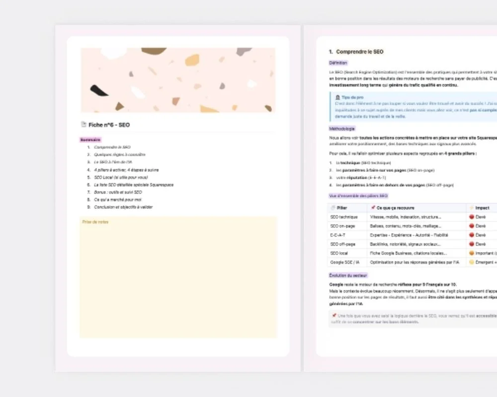 Preview Fiche n°6 - SEO pour Squarespace