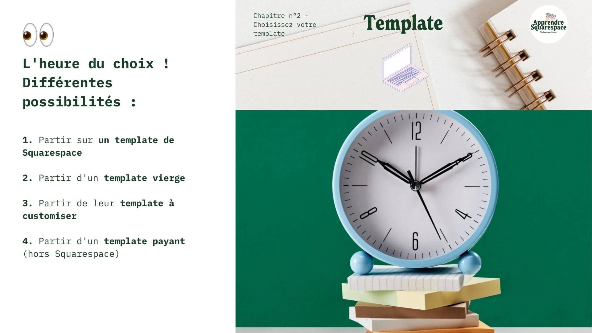 Les différents choix possibles (20 pages + 2min tuto)
