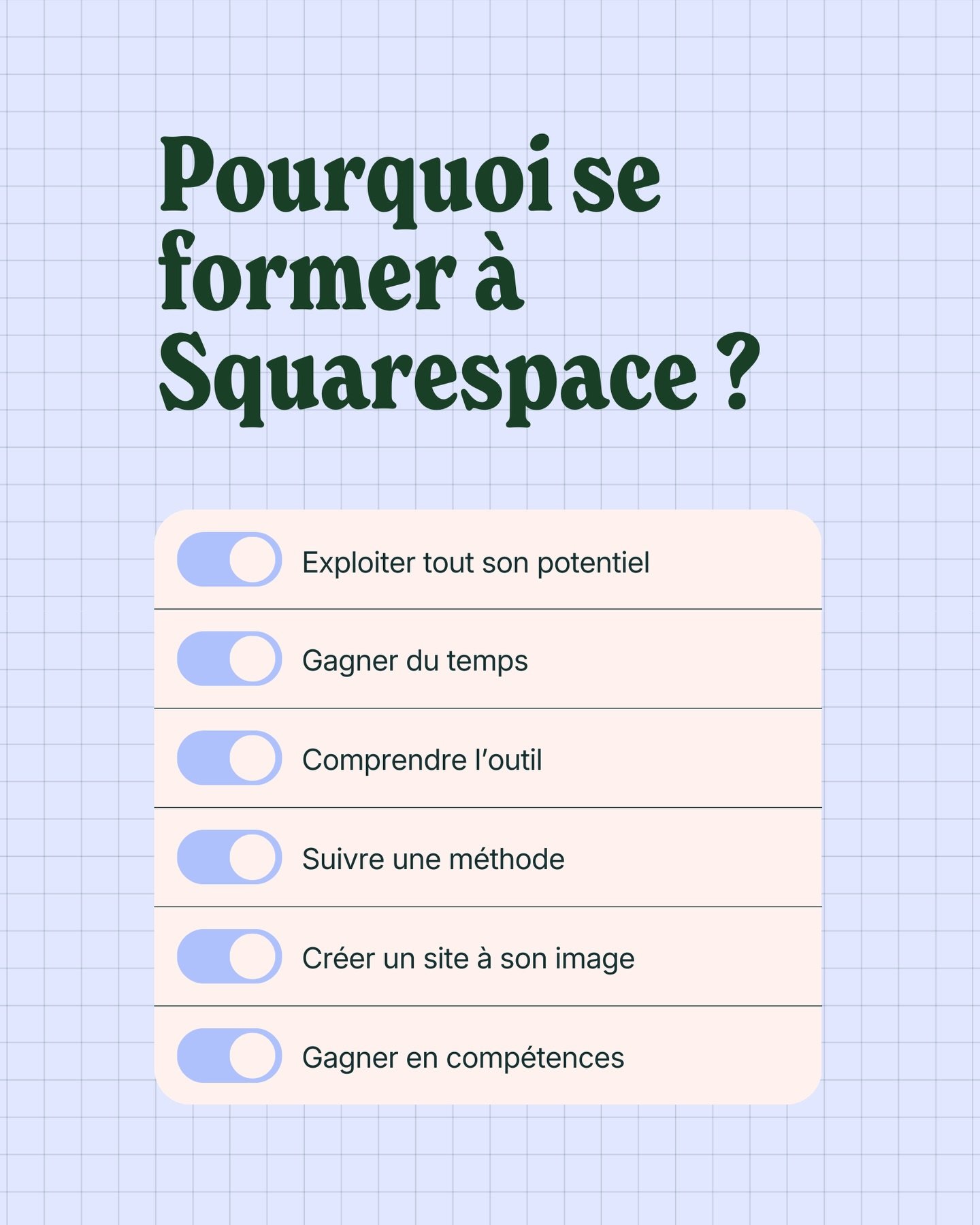 Je le dis, je le r&eacute;p&egrave;te : &laquo;&nbsp;Squarespace est g&eacute;nial pour cr&eacute;er son site rapidement.
Mais sans aide et formation, vous n&rsquo;exploitez souvent que 20 &agrave; 30 % de son potentiel.&nbsp;&raquo;
Alors on reste p
