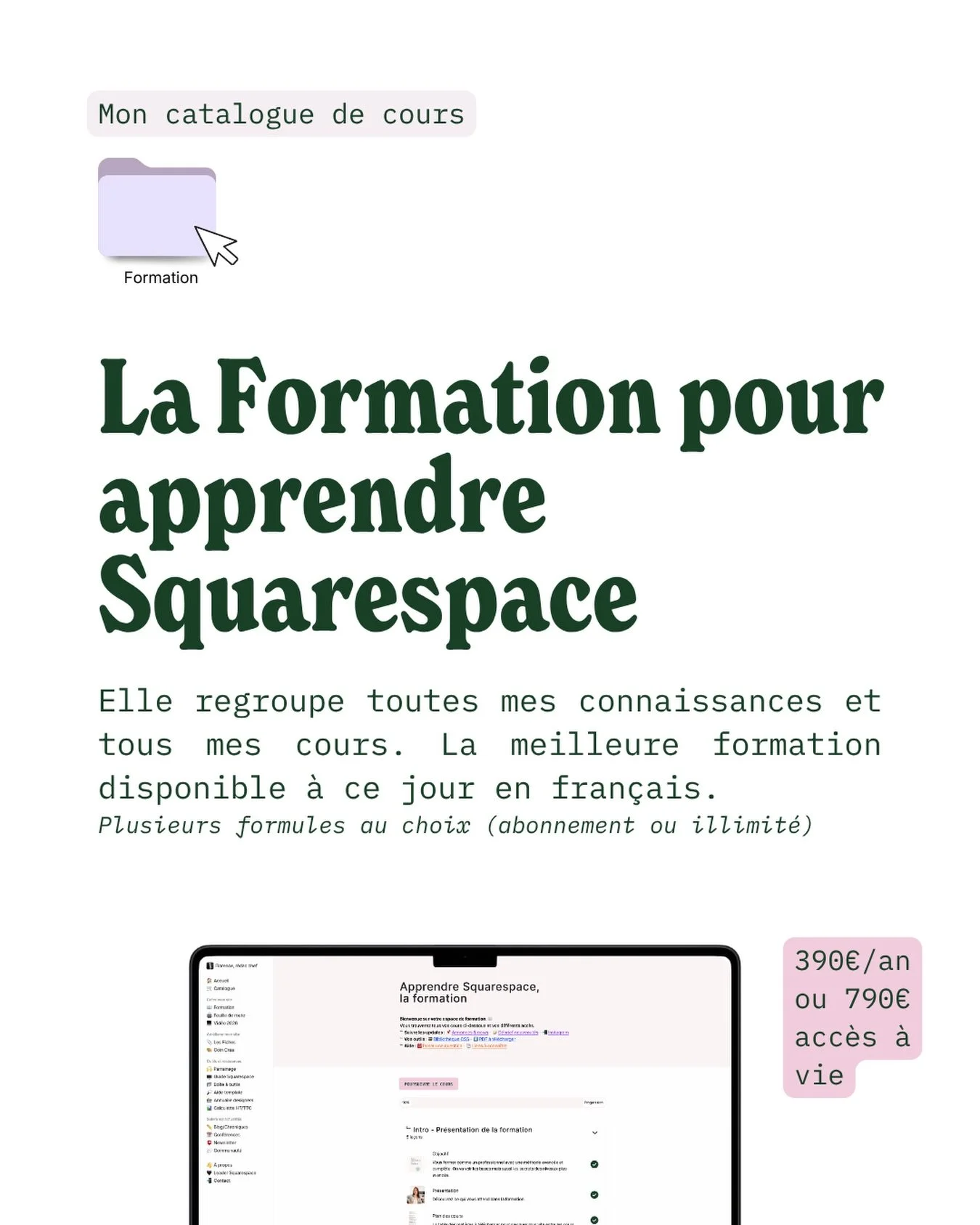 Une m&eacute;thode avanc&eacute;e et compl&egrave;te autour de la plateforme pour apprendre &agrave; la g&eacute;rer, en tirer tout le potentiel et r&eacute;ussir son site et son business.
✓ Plusieurs formules au choix
✓ Cours en autonomie &agrave; s