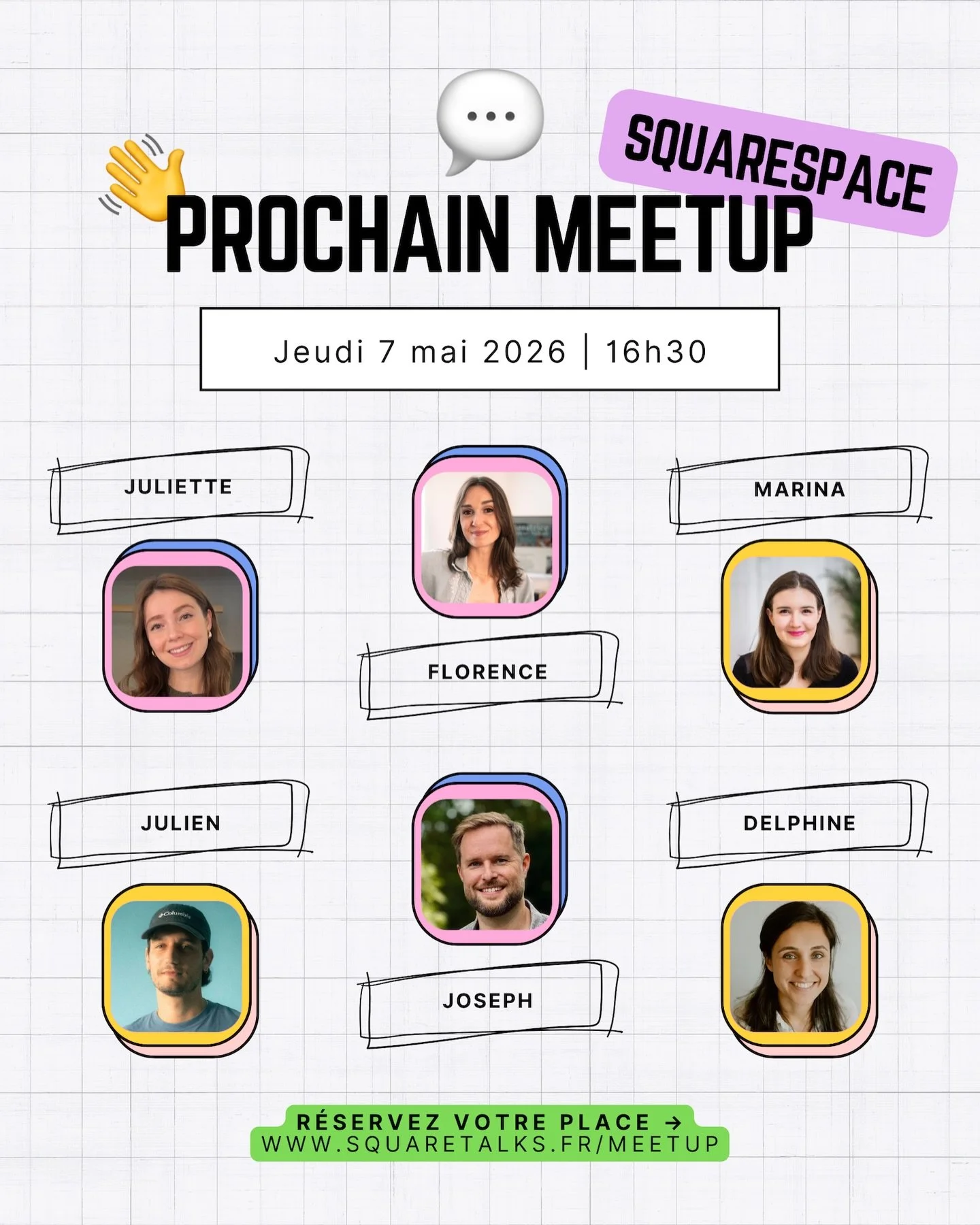 Salut la bande des #squarespacewebdesignerfr ☺️
On organise une petite visio en ligne prochainement !
➡️ Rejoignez-nous le jeudi 7 mai &agrave; 16h30. 
Tout le monde est le bienvenu, l&rsquo;id&eacute;e cest de papoter entre pro de @Squarespace et d&