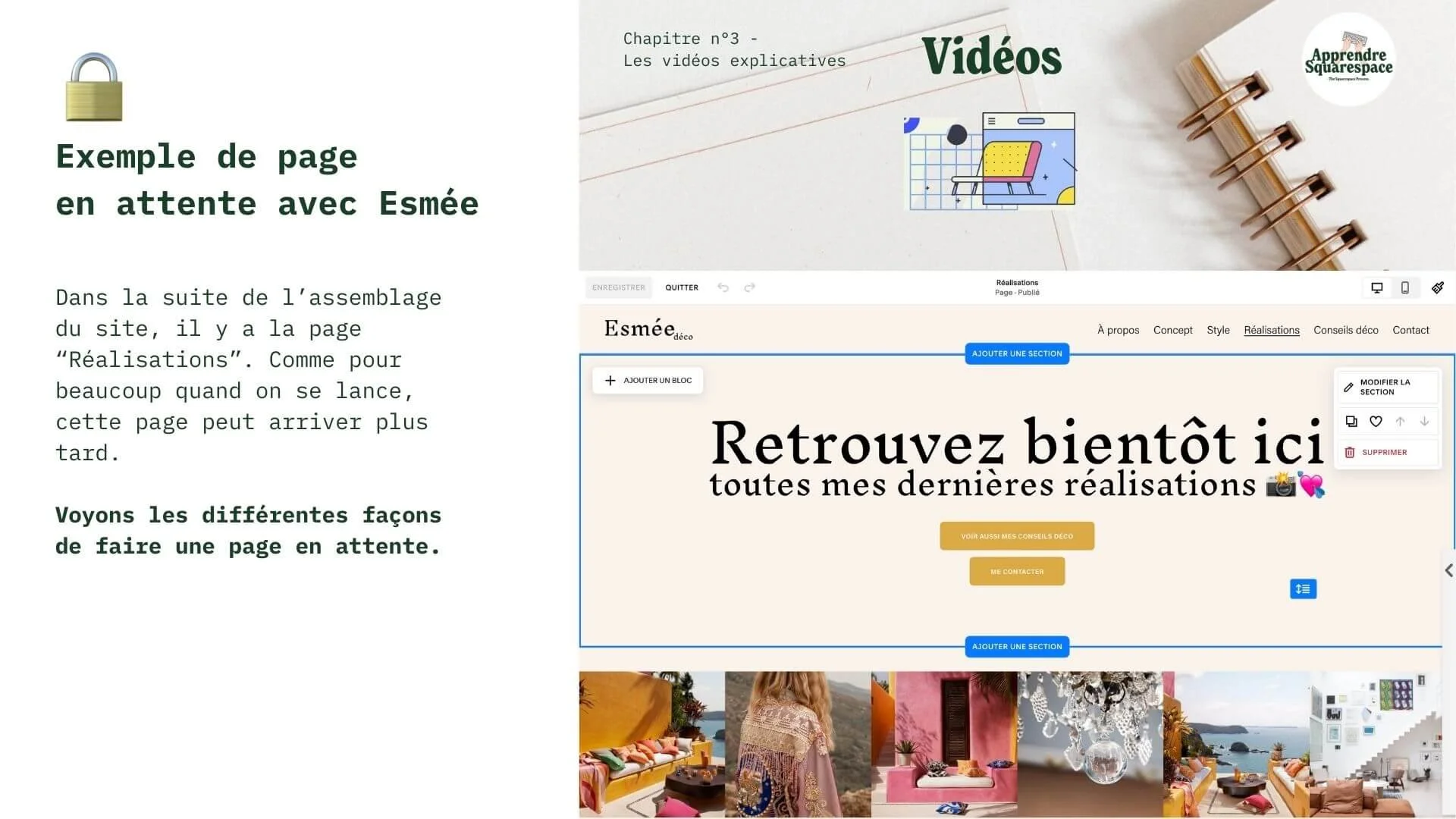 Exemple de page d’attente avec Esmée (5 pages + 15min tuto)