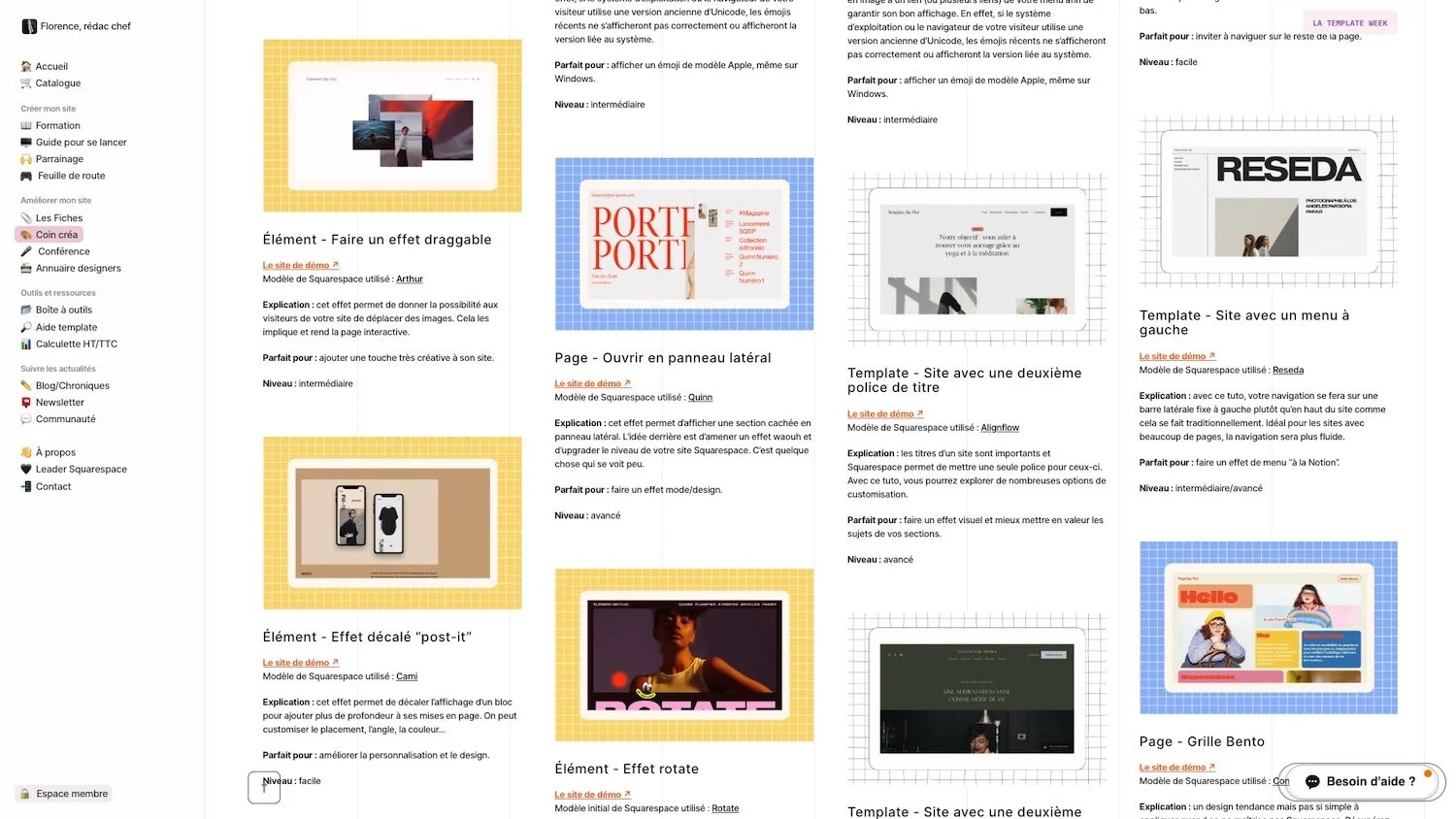 Abonnement Coin créa Squarespace