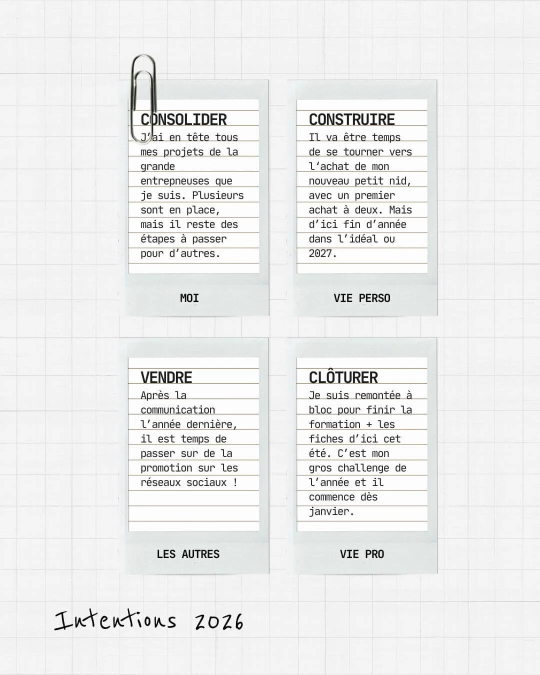 Mes intentions pour 2026