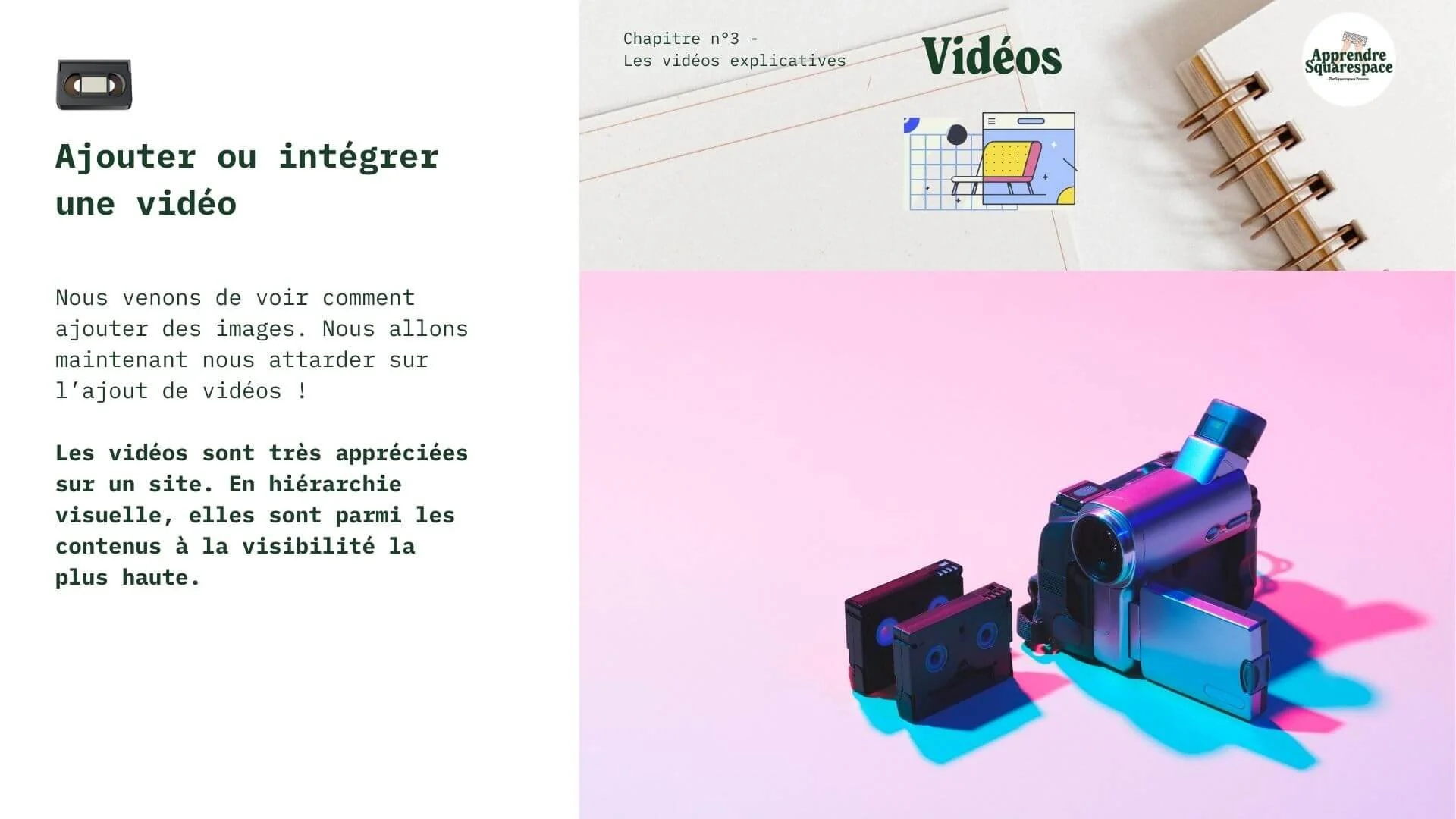 Ajouter ou intégrer une vidéo (12 pages + 12min tuto)