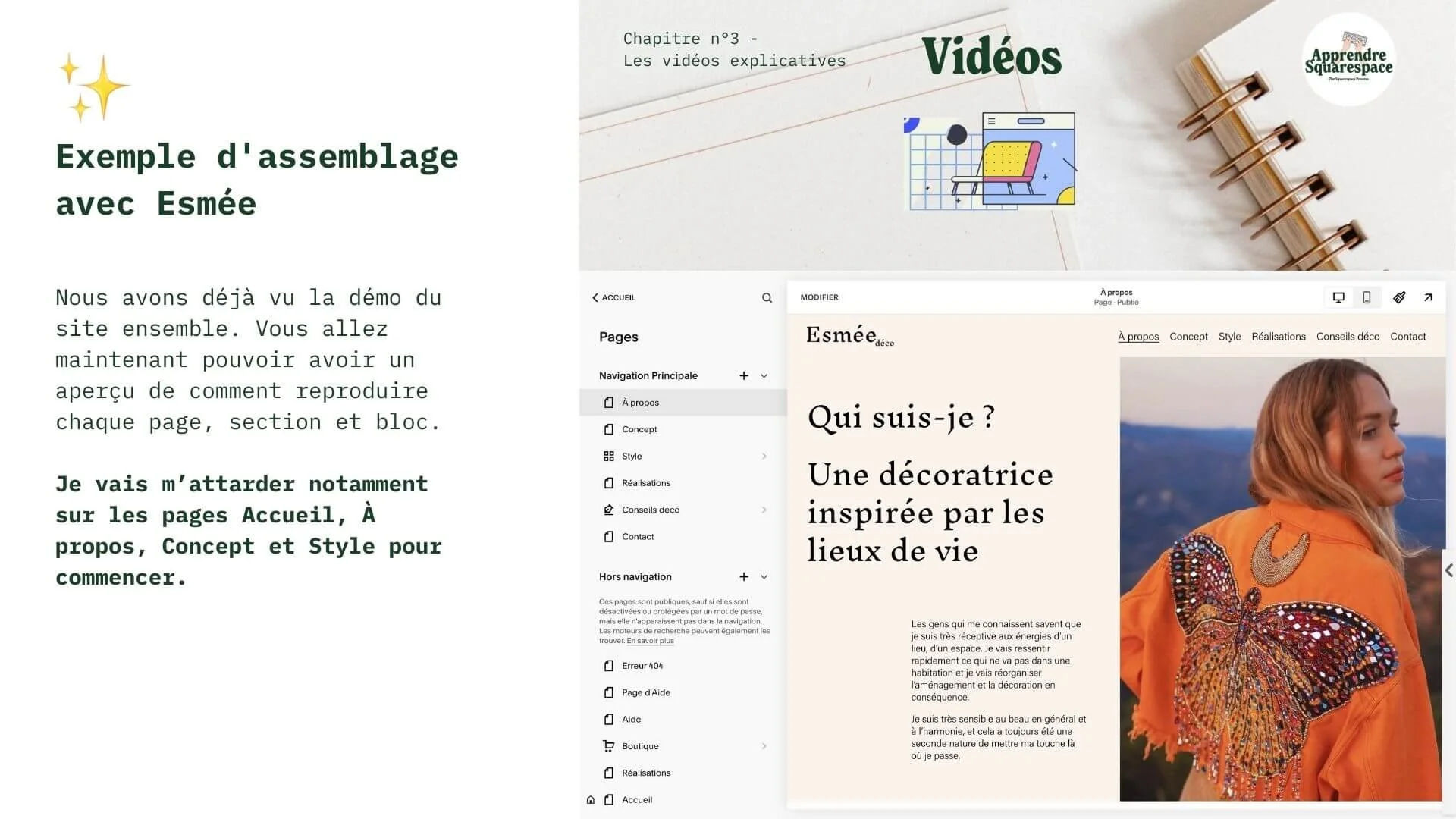 Exemple d’assemblage avec Esmée (5 pages + 59min tuto)