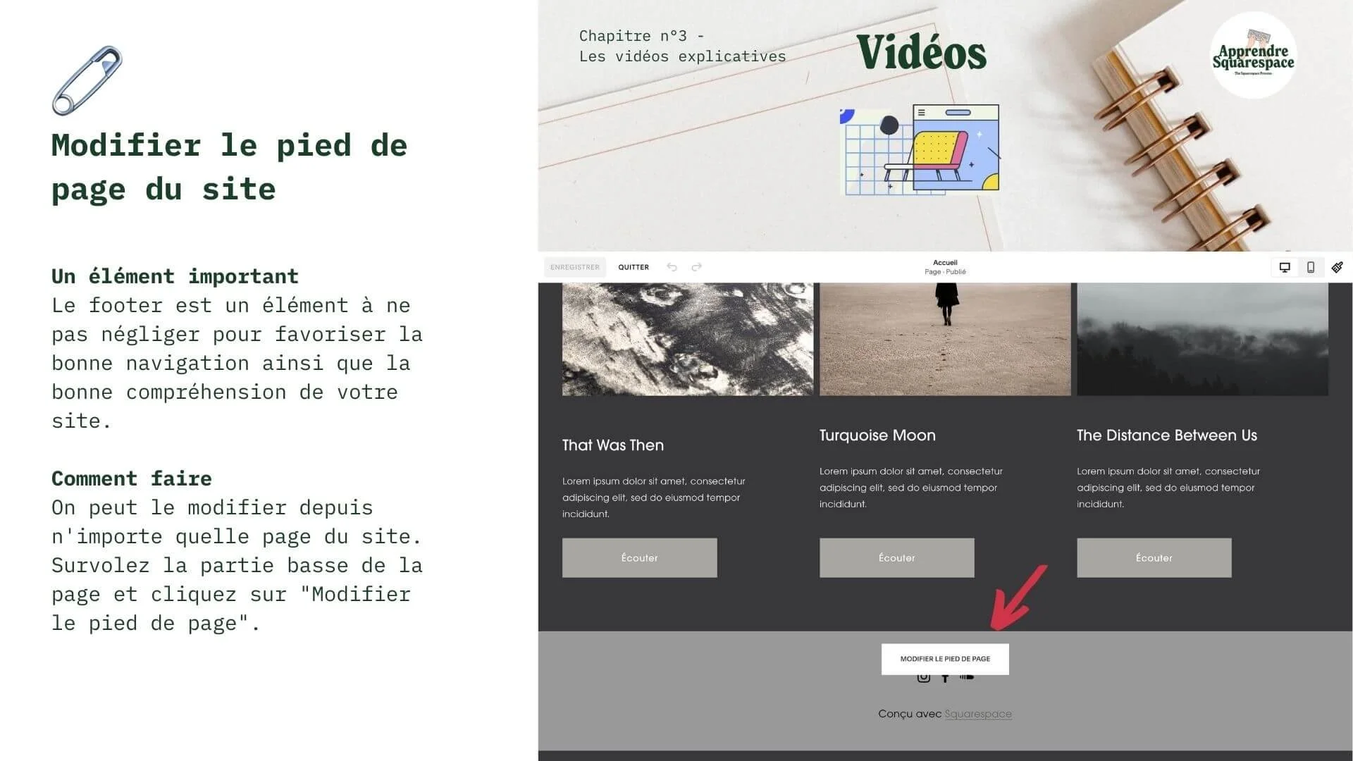 Modifier le pied de page (7 pages + 17min tuto)