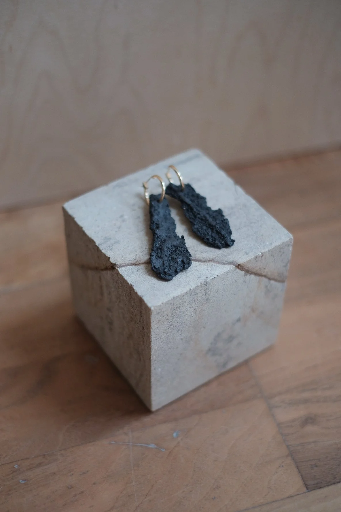 Volcanic Charcoal Bark Drop Earrings