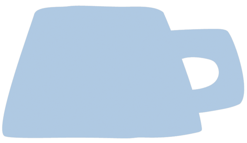 Stilisiertes Symbol einer Bügelmaschine in Hellblau.