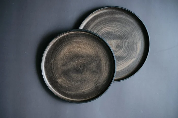 Hand-Thrown Dark Stoneware Side Plates