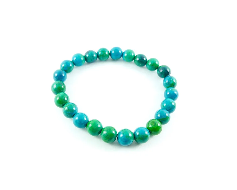 Bracelet Perles Chrysocolle Howlite Malachite 8 Mm - Fabriqué En France - Neuf