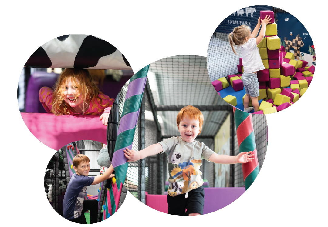 Selection of images of children playing in soft play