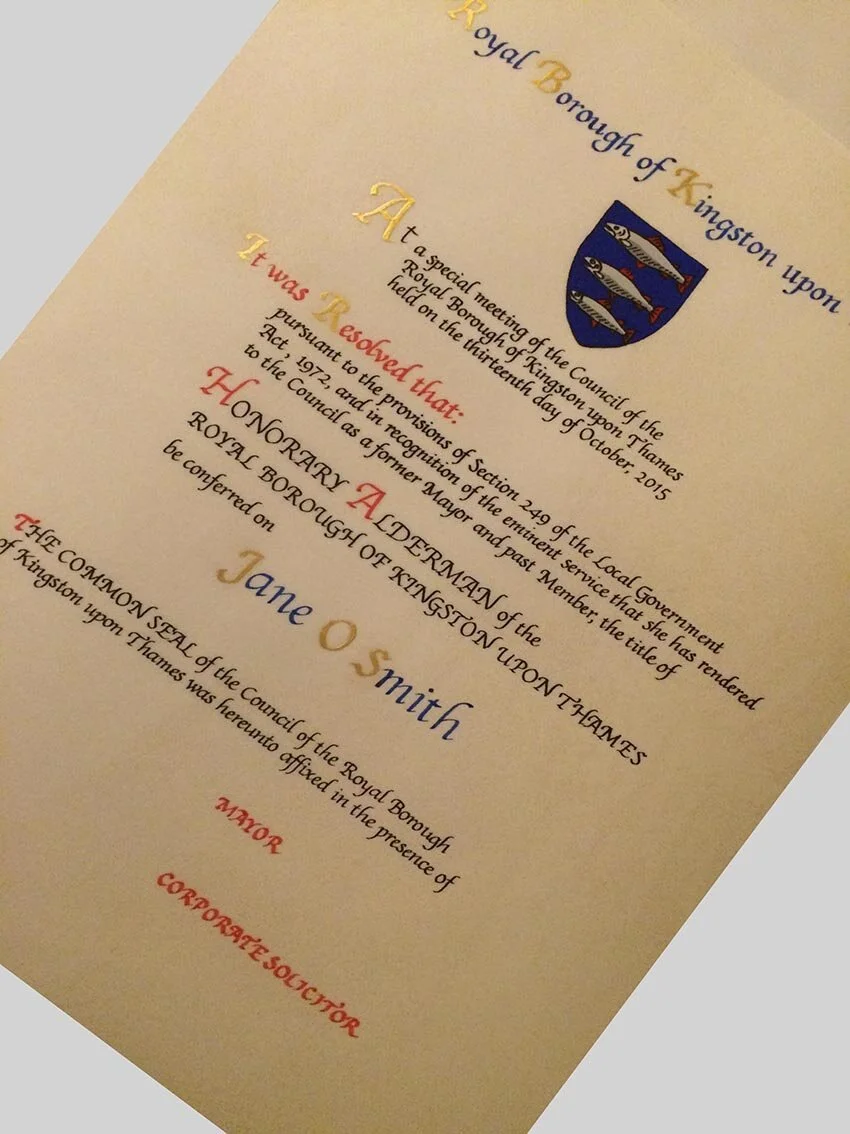 Calligraphy scroll illuminated