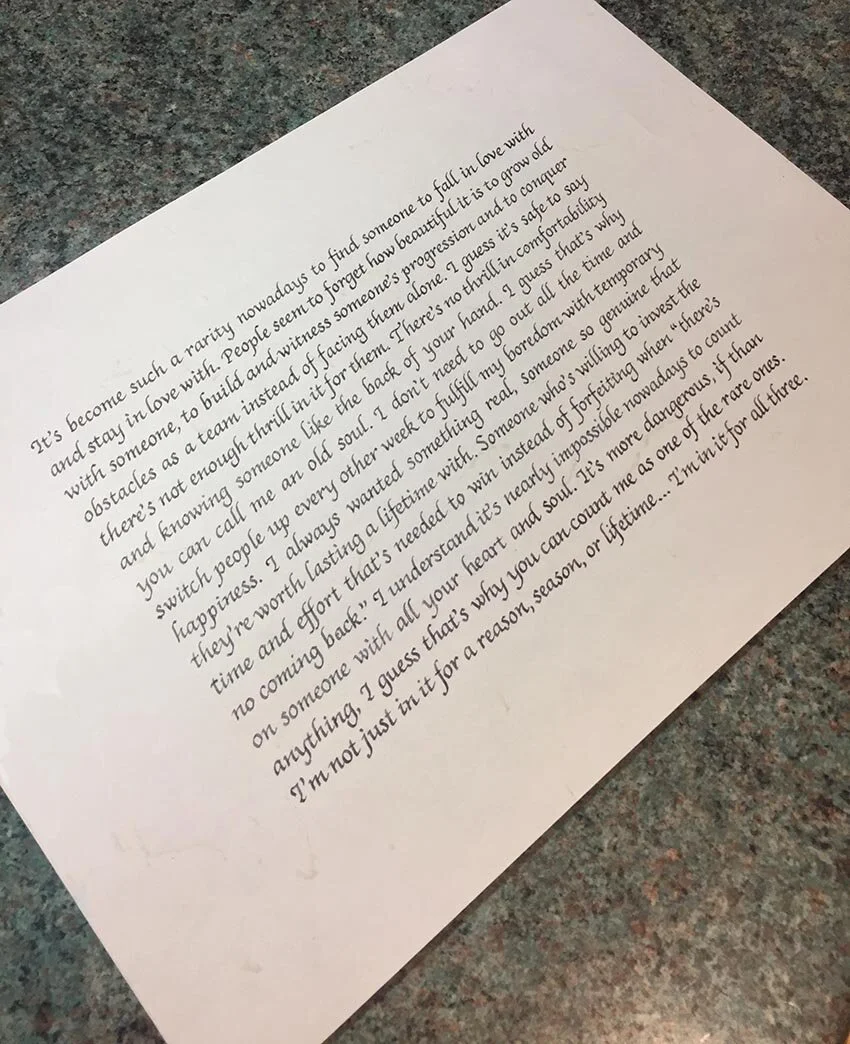 Calligraphy letter