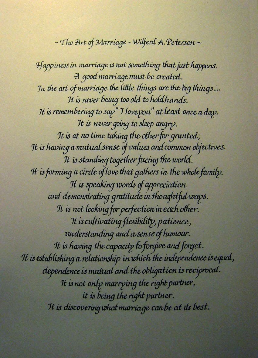 Calligraphy art of marriage