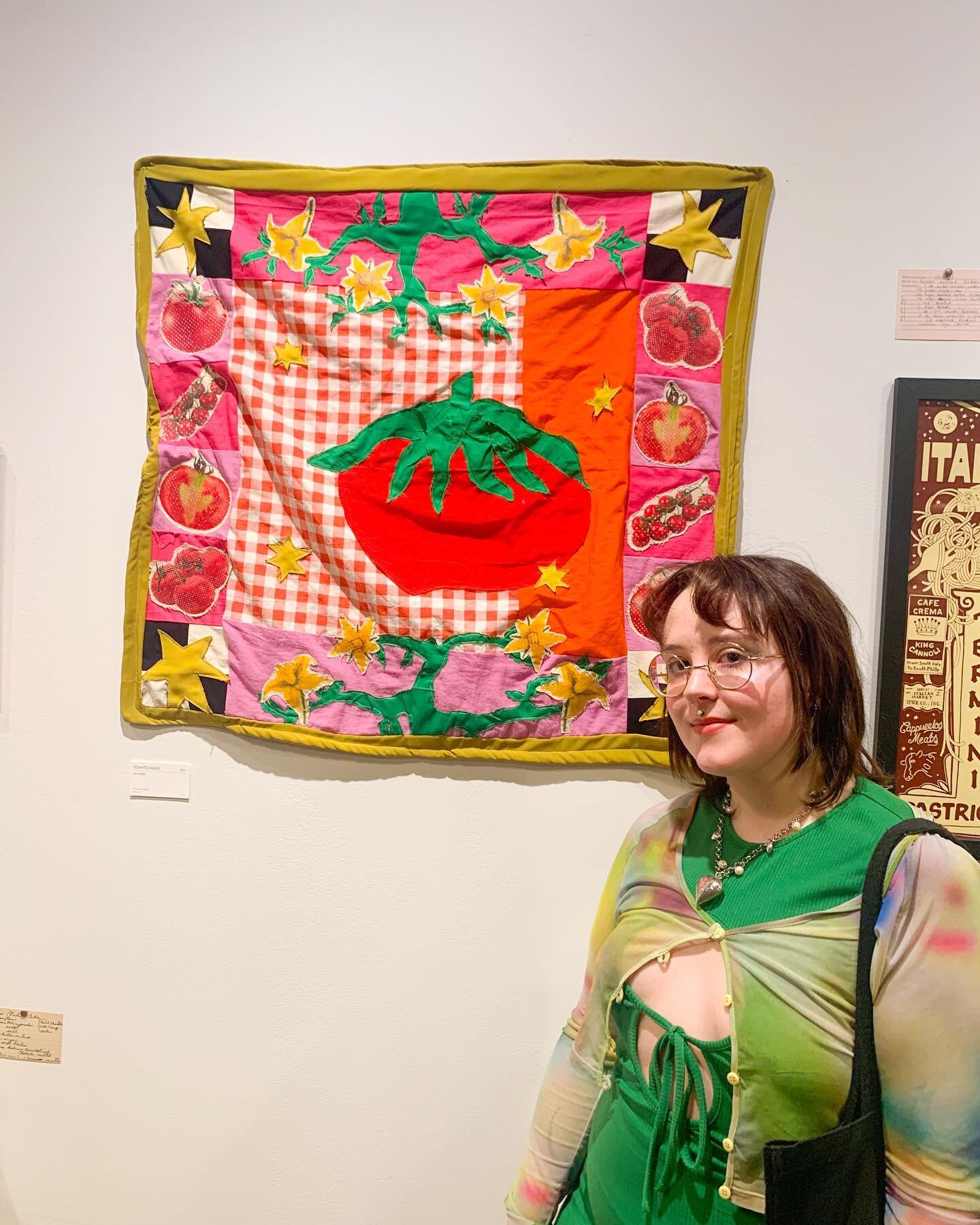 ⭐️🍅 i am so bad at remembering to take photos at events but i promise u that last night was one to remember!!! so so soo honored to have my tomato quilt included in a show w so many incredible artists and so proud of all of @alexbrucedesign &lsquo;s