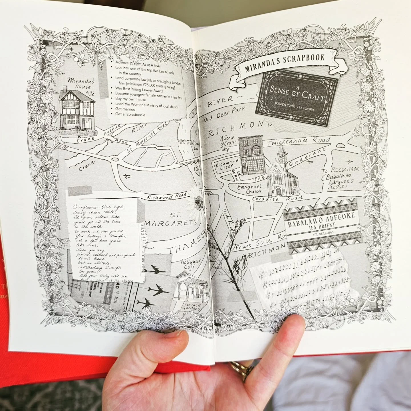 I love to make each map in my books unique. In #TheBurialWitch it's part map of London's Richmond, part Miranda's scrapbook.

"Miranda had been scrapbooking for as long as she could  remember. She liked the sense of control that recording  every