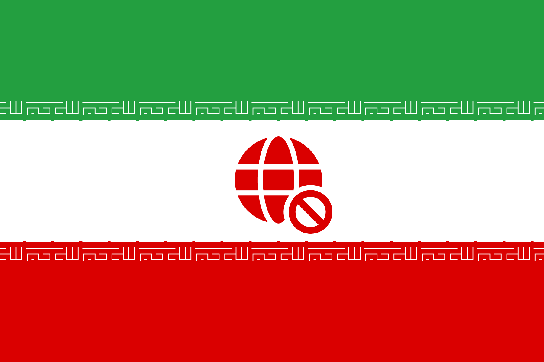 Vlag van Iran met een offline-symbool.