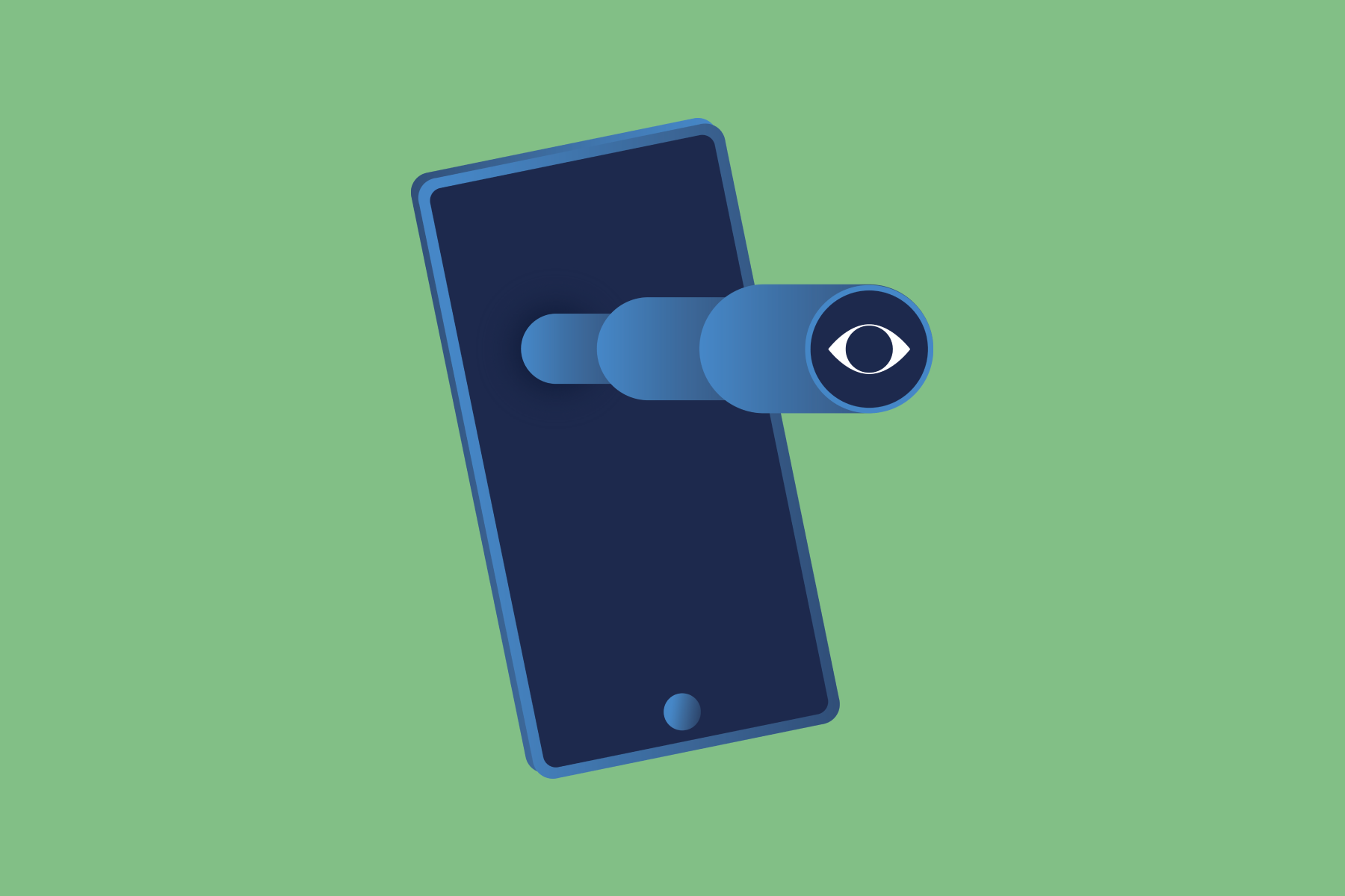 Een smartphone, en er komt een periscoop met een oogje uit.