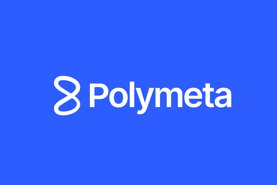 Het logo van Polymarket, maar het symbool is het Meta-logo en er staat 'Polymeta'.