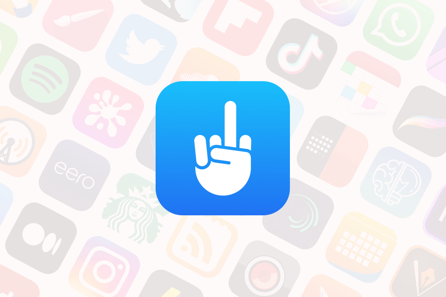 Logo van de App Store, maar met een opgestoken middelvinger.