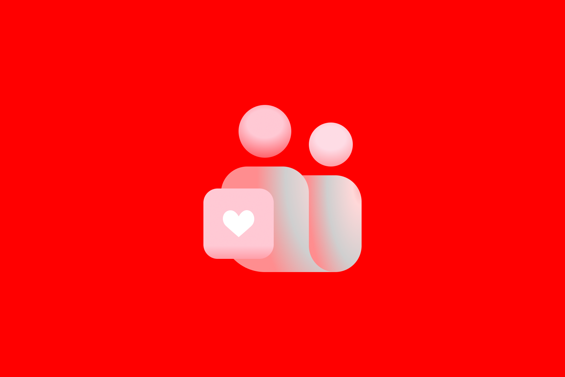 Het Teams-logo in Cupido-kleuren, met een hartje als symbool.