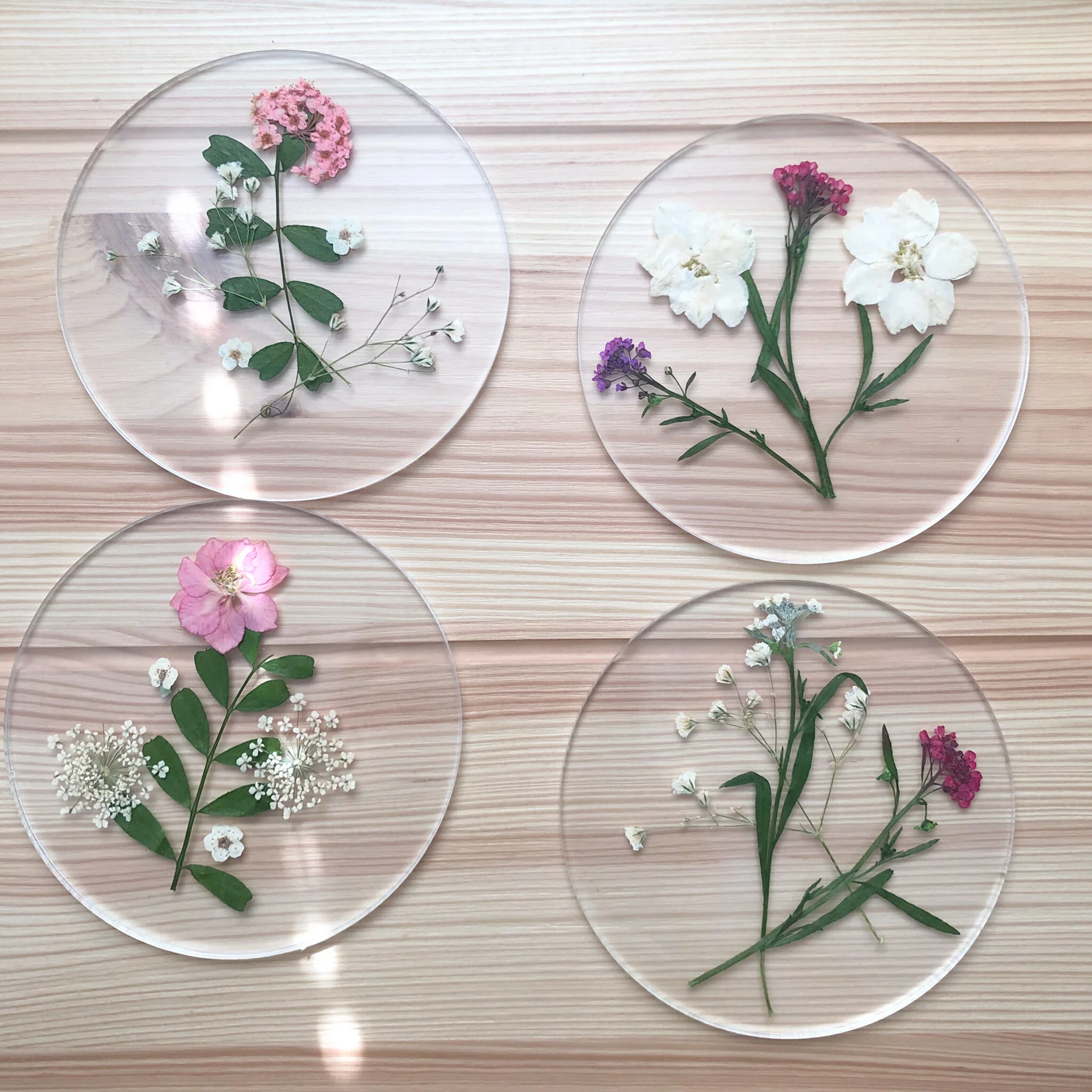 Custom Set of Floral Acrylic Coasters
