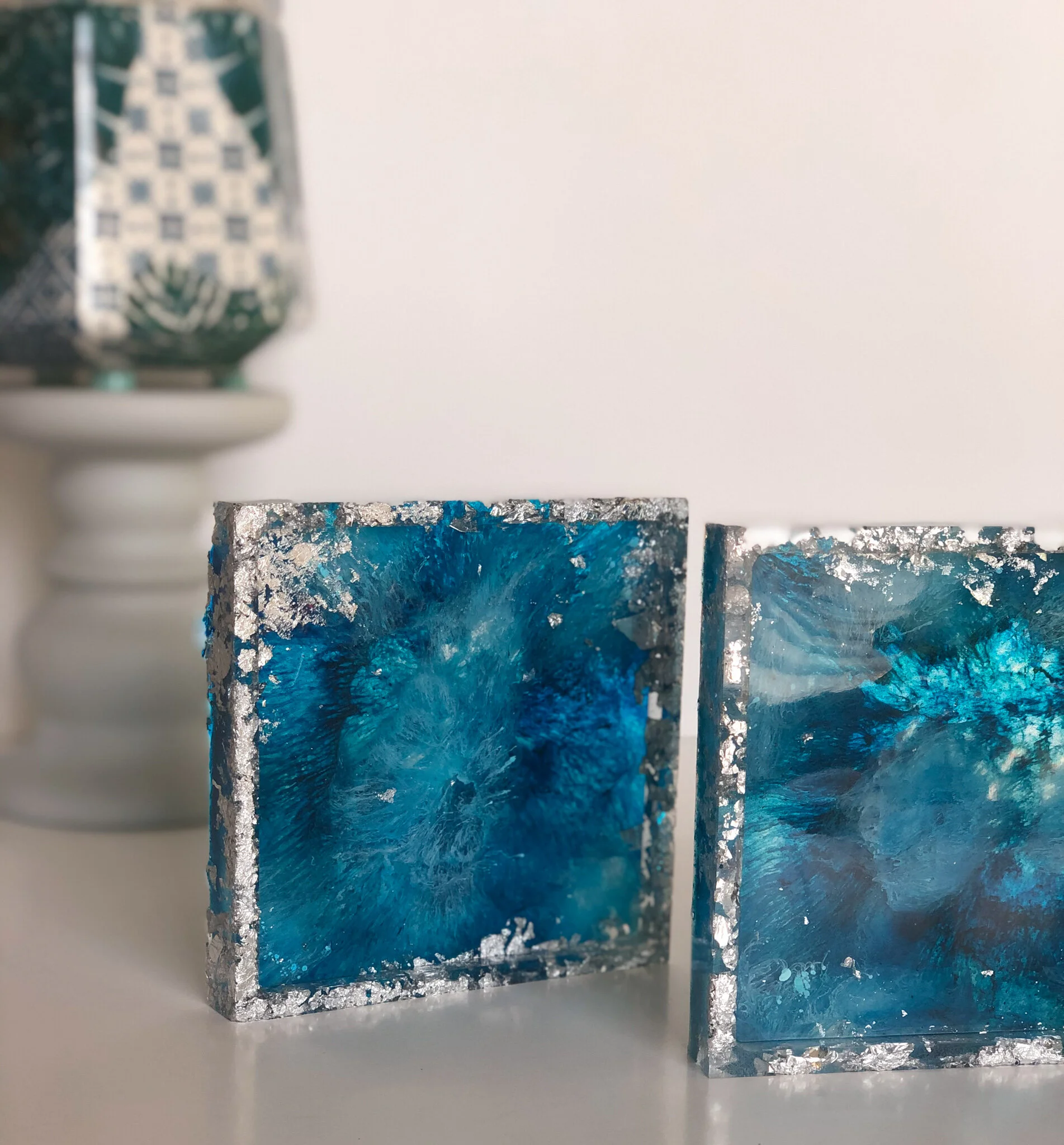 Blue Wave Resin Coaster Tray