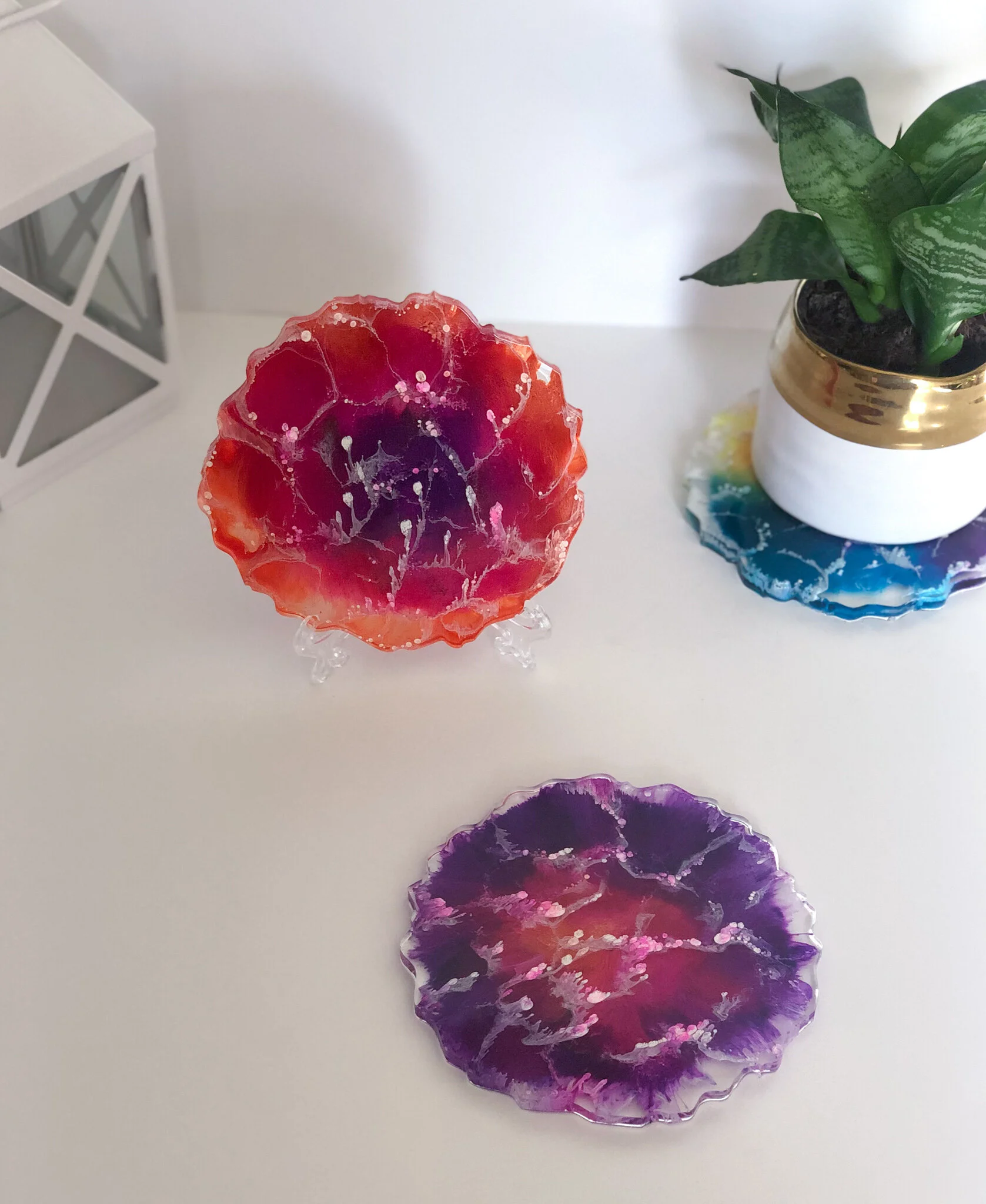 Purple and Orange Abstract Coaster 