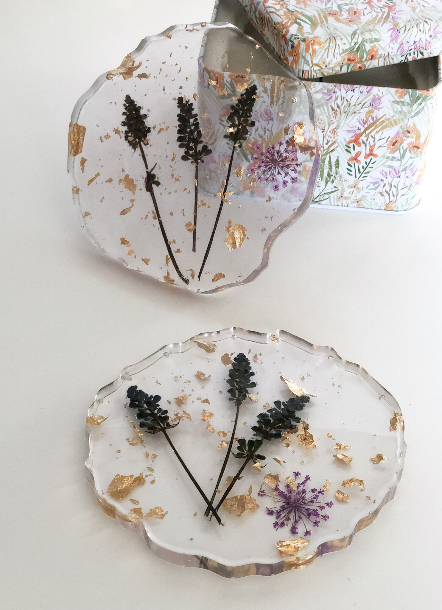 Purple and Gold Resin Coaster 