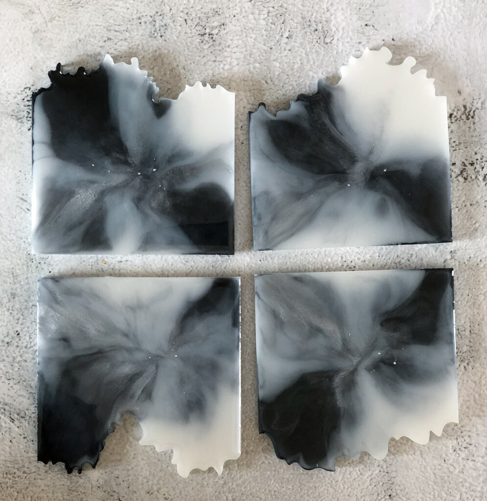 Marble Rectangle Geode Resin Coasters 
