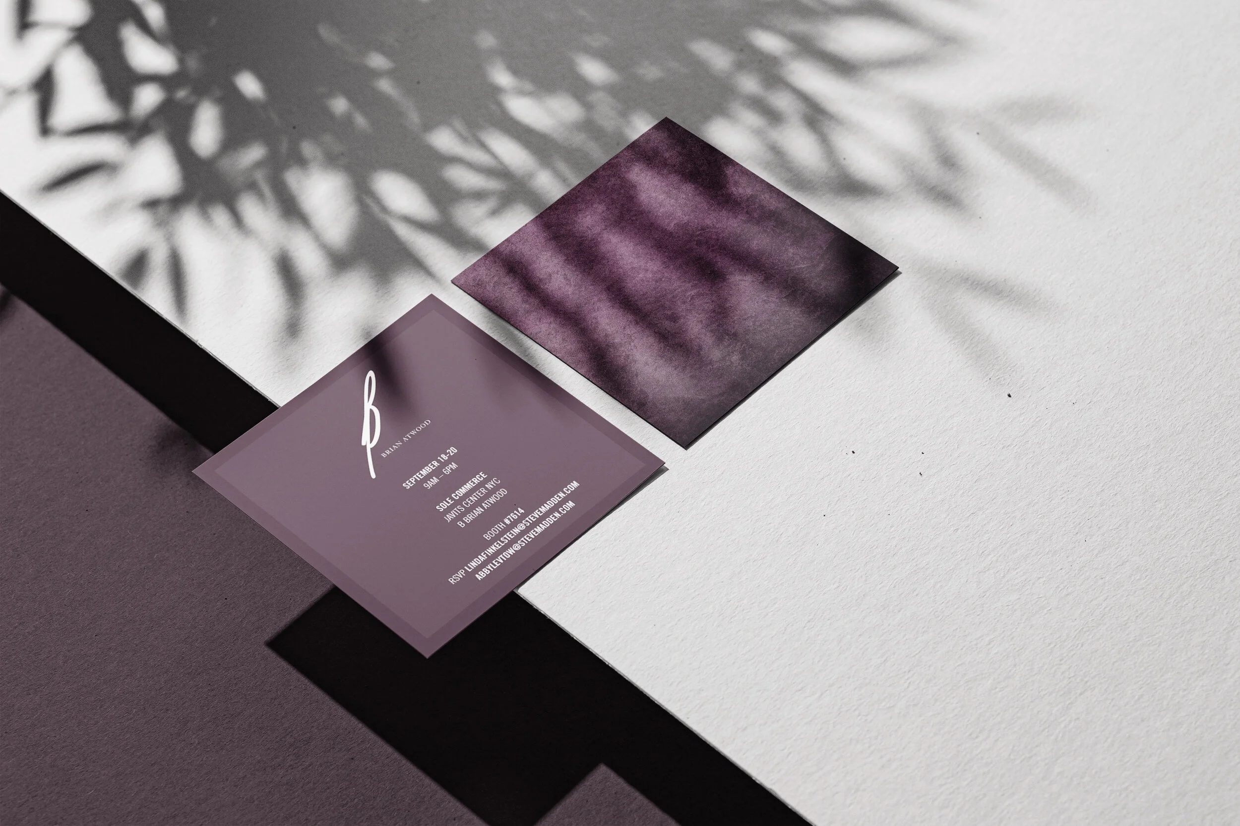 Brian Atwood Steve Madden at Sole Commerce booth exhibitor information card