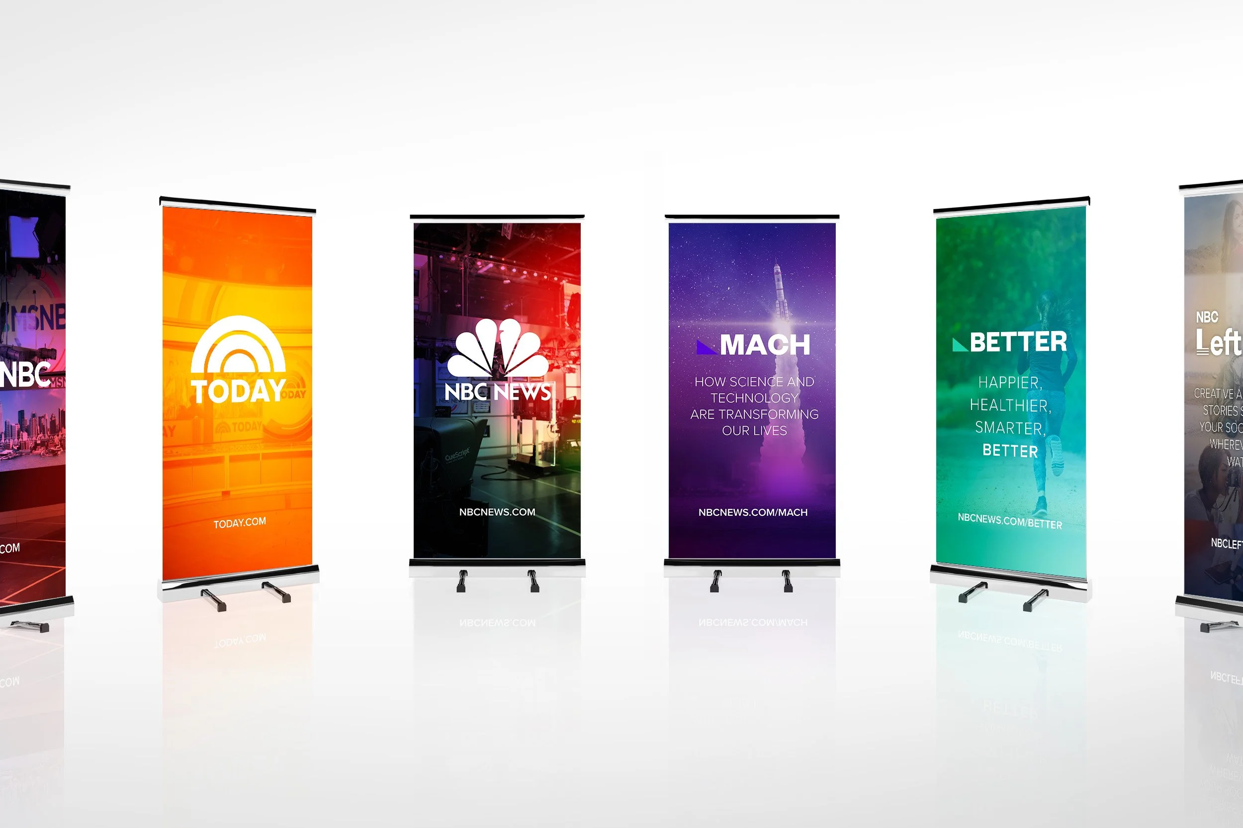 Design mock up of 6 standalone roll up signages for NBC at VidCon 2017