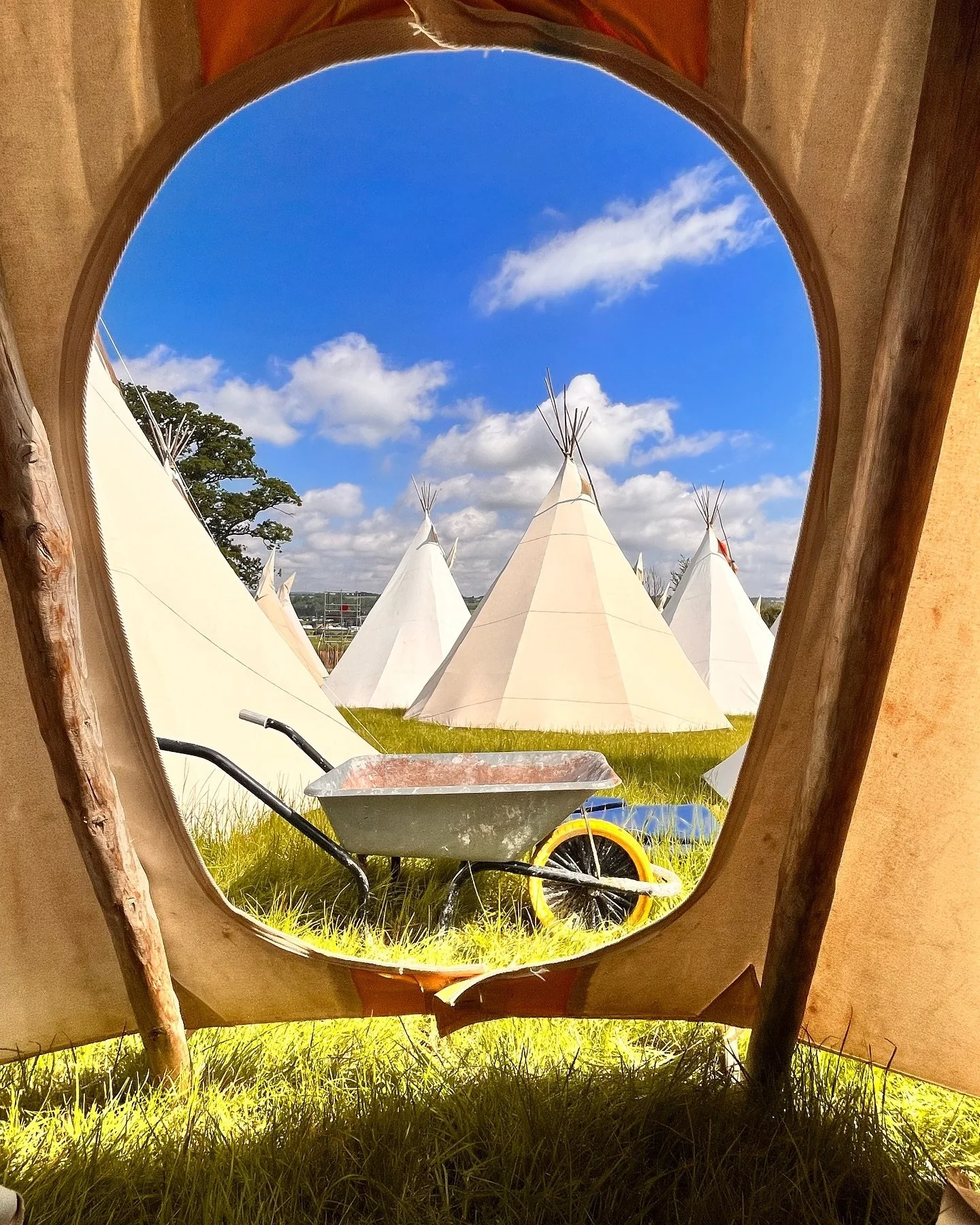 21 tipis up! One more to go tomorrow and we are DONE! That&rsquo;s 22 tipis set up with flooring and inners and hats in around 25 hours - 2 people full time and 2 others helping out for around 12 hours total, slower going because of the heat and a fe