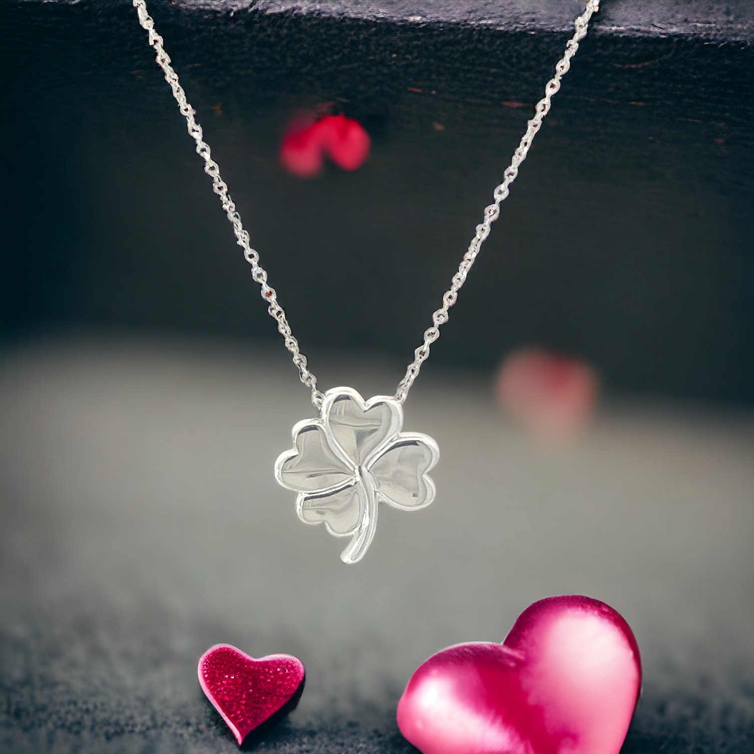 4 Heart Clover Necklace