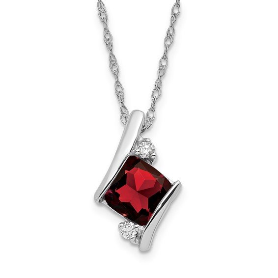 Garnet and Diamond Pendant Necklace