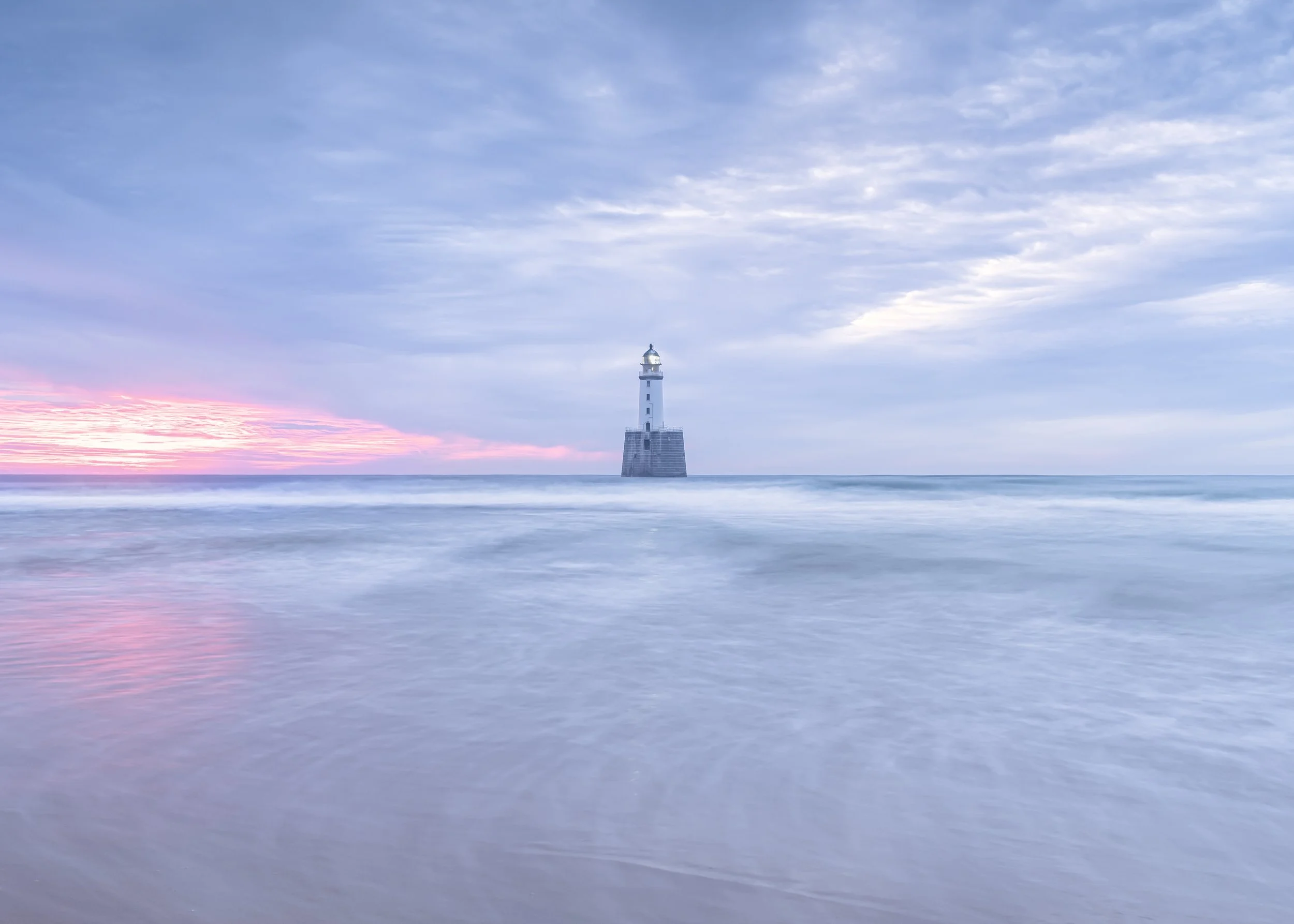 Rattray Lighthouse Photography Print in soft pastle tones.  Scotland wall art.  Sunrise photography prints