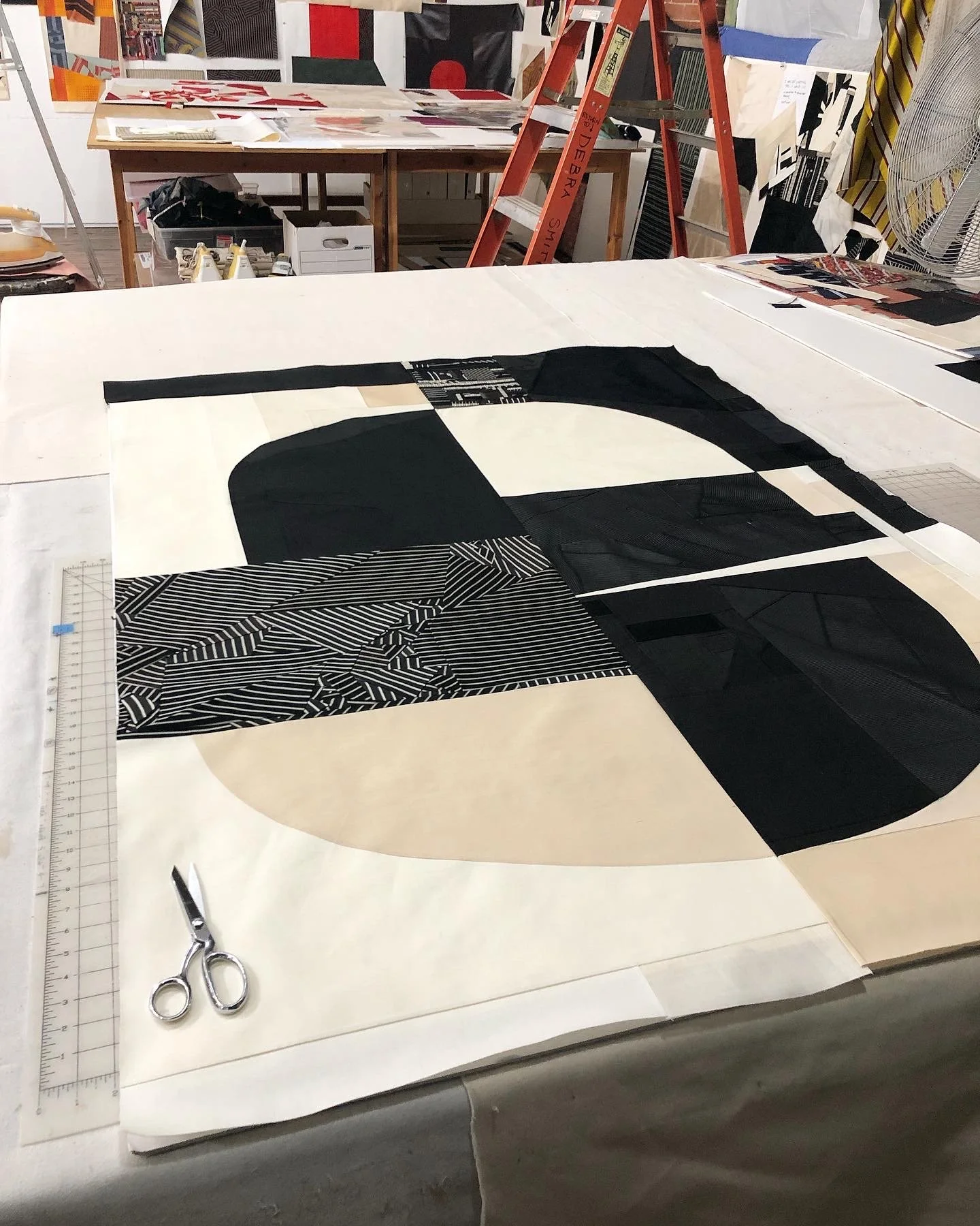 Debra Smith, Holding Light, pieced vintage silk artwork, 65 x 48.5 inch