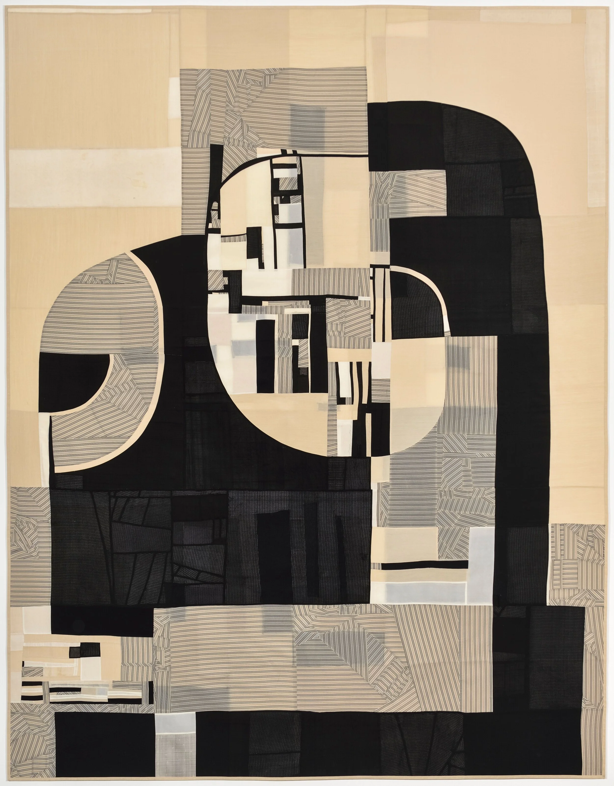 Debra Smith, Shifting Territory, pieced vintage silk artwork, 85 x 66 inch