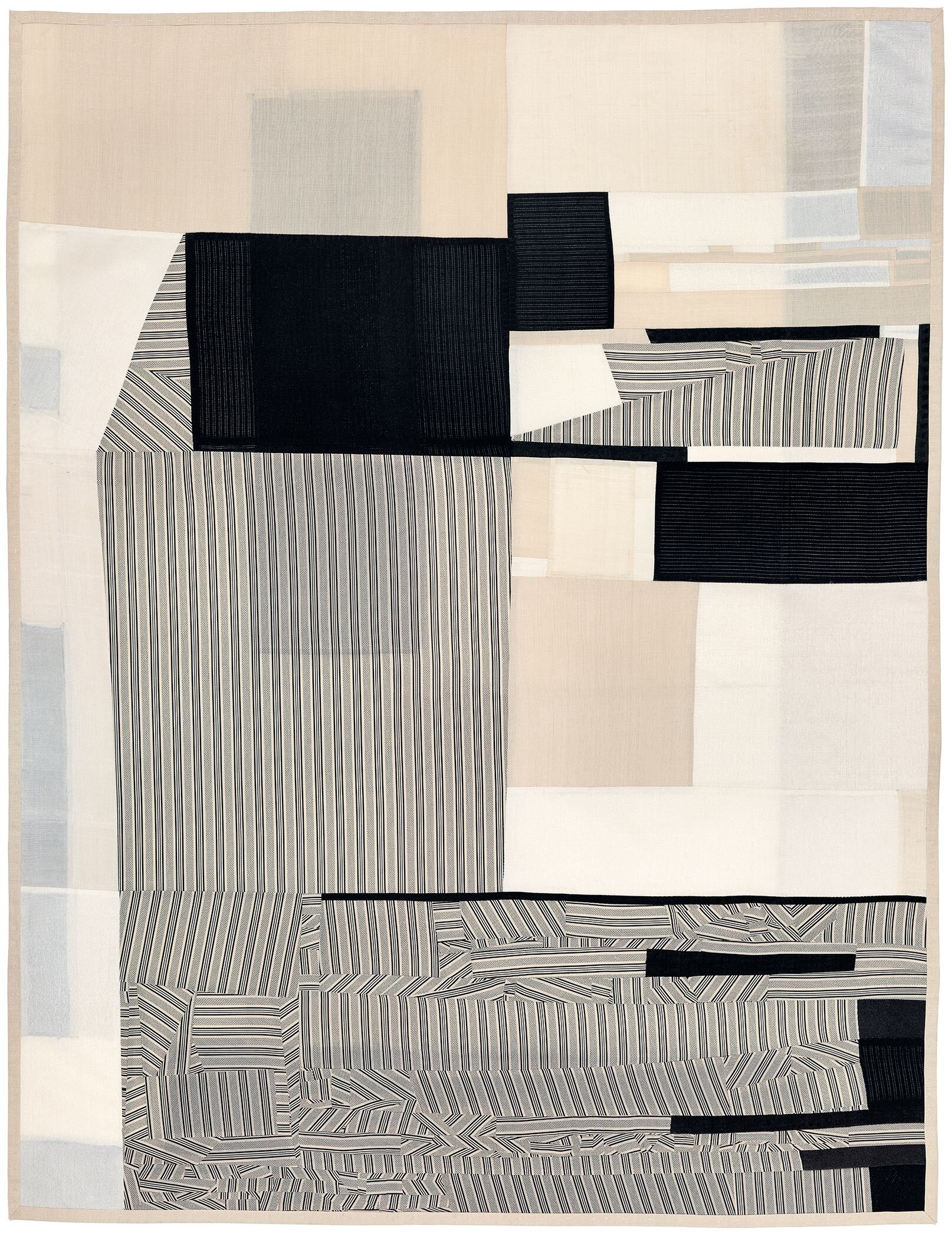 Debra Smith, Edge Of Thought Series, pieced vintage silk artwork, 34 x 26 inch