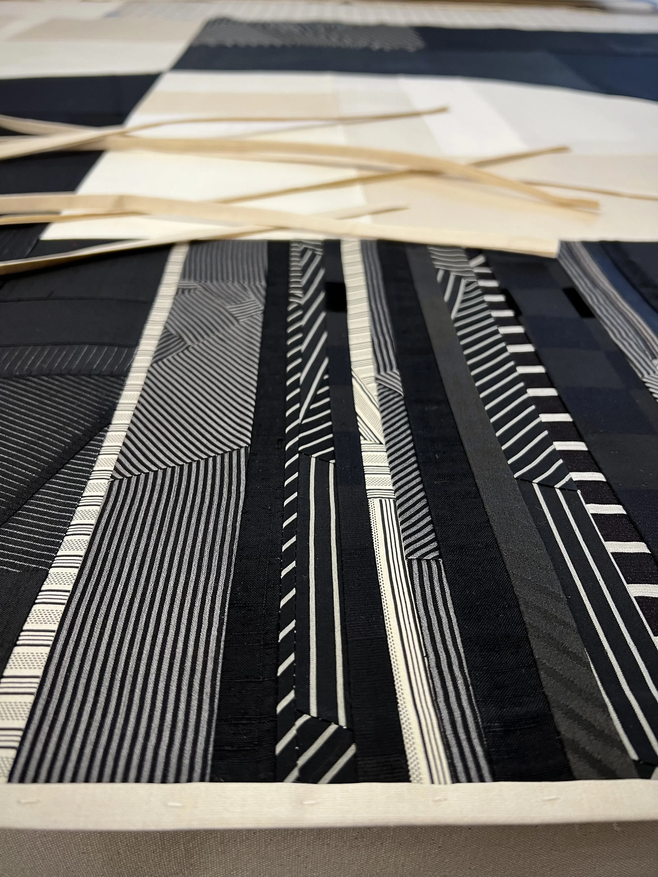 Debra Smith, Holding Light, pieced vintage silk artwork, 49 x 70.5 inch