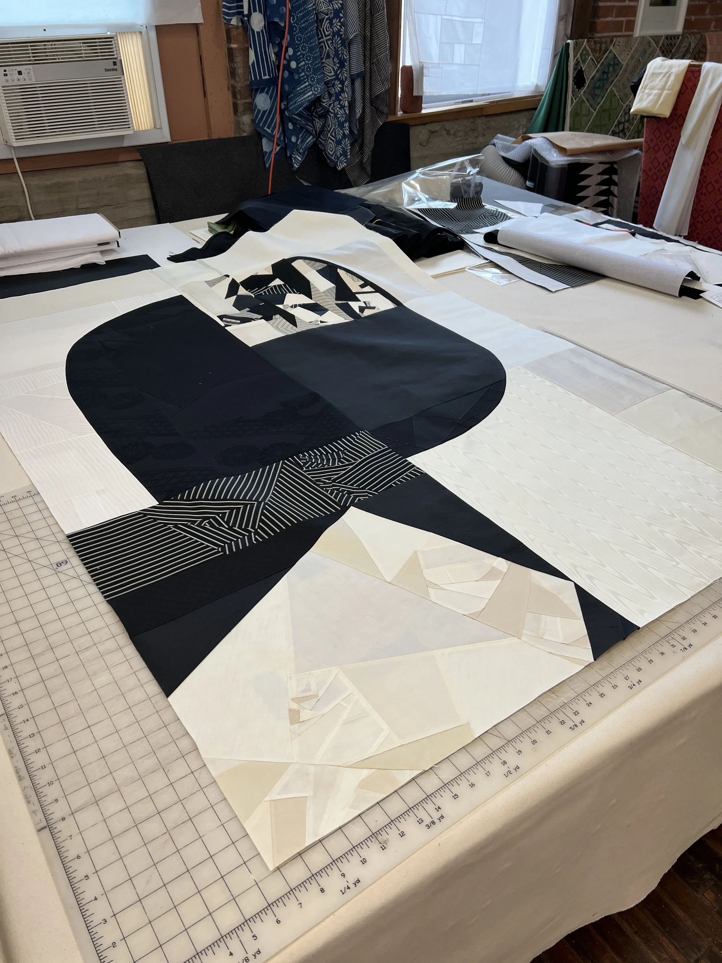 Debra Smith, Holding Light, pieced vintage silk artwork, 65 x 48.5 inch