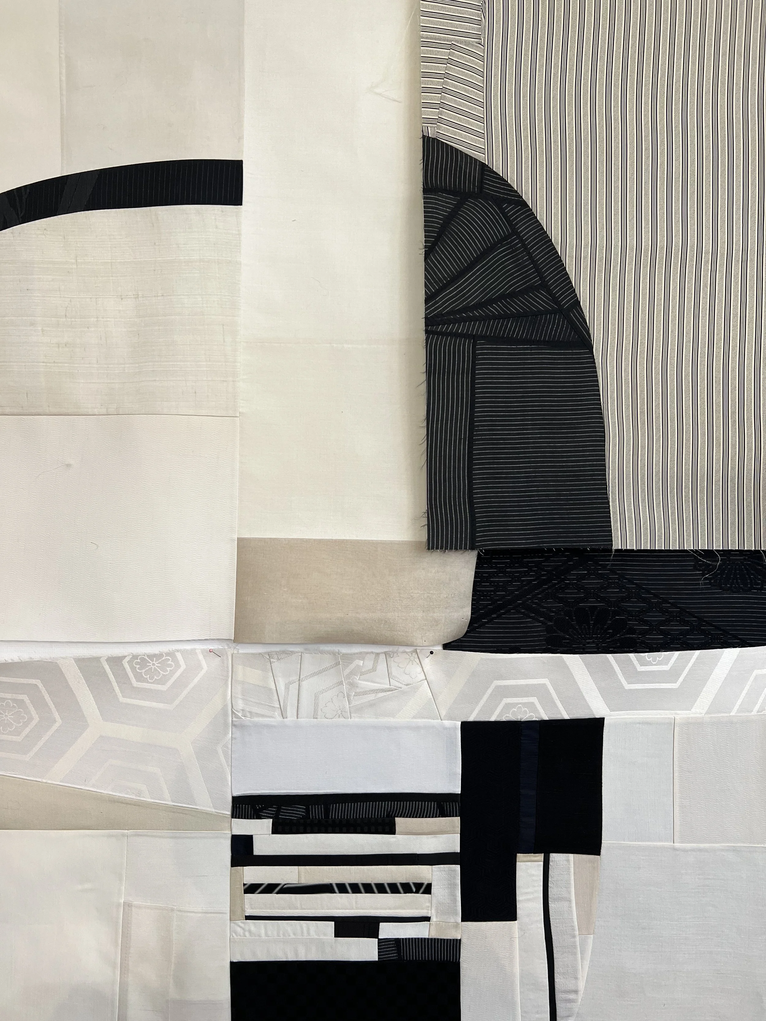 Debra Smith, Holding Light, pieced vintage silk artwork, 65 x 48.5 inch