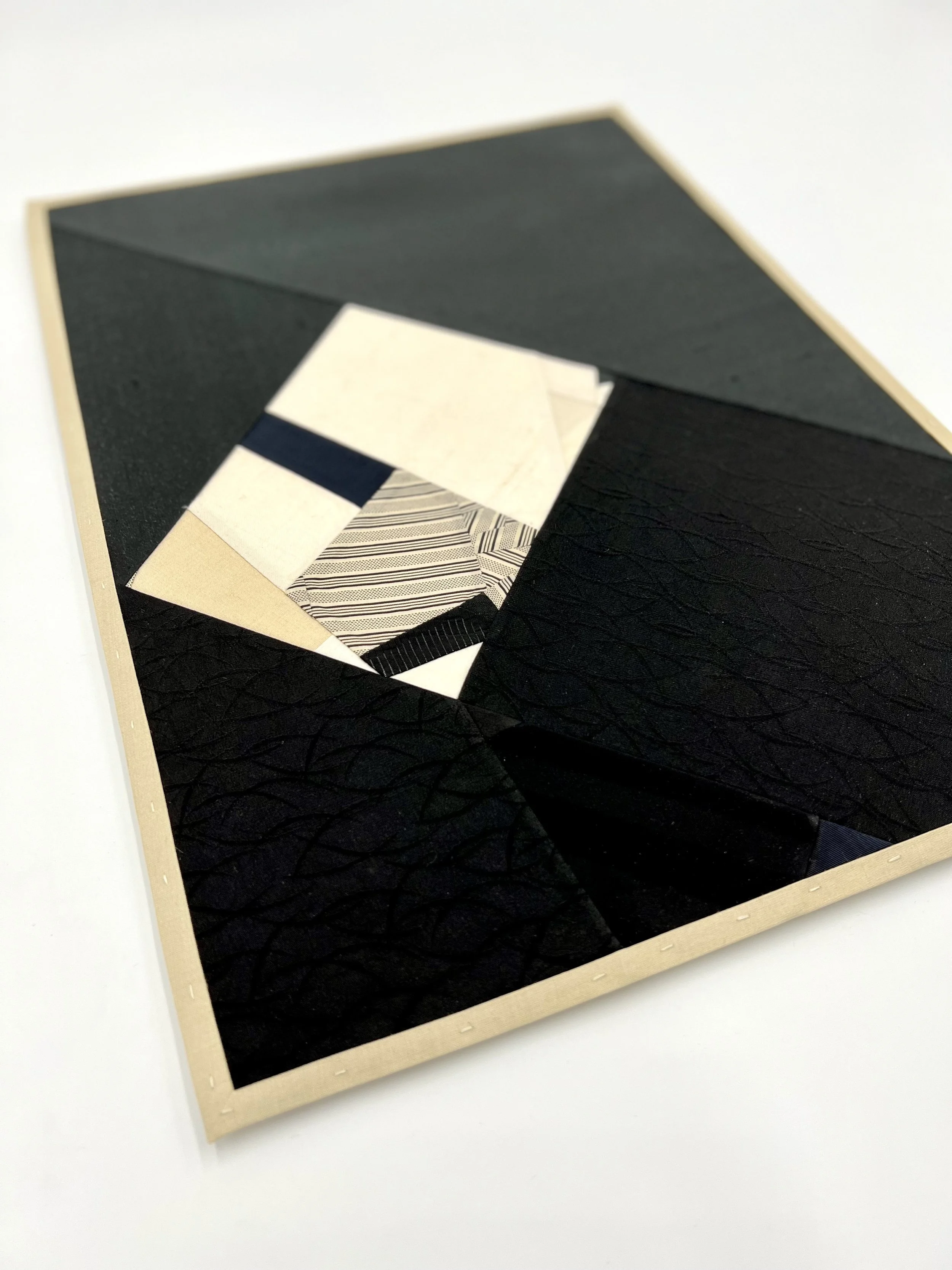 Debra Smith, Restructuring Series, pieced vintage silk artwork, 26.5 x 18.5 inch