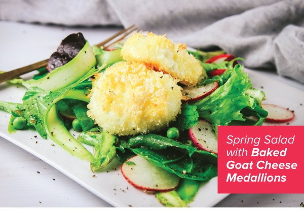 Spring Salad with Goat Cheese Medallions