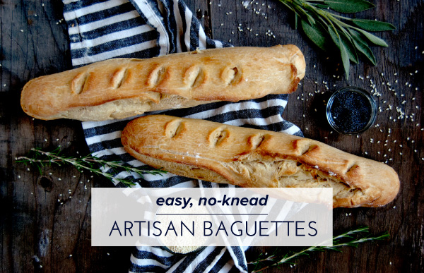 Easy, No-Knead, Artisan Baguettes