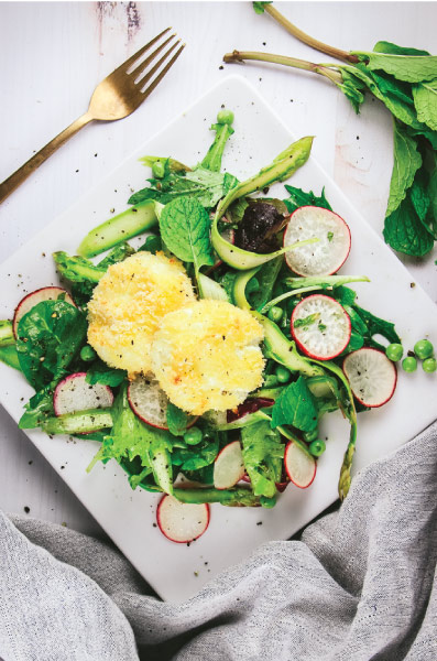 Spring Salad with Goat Cheese Medallions