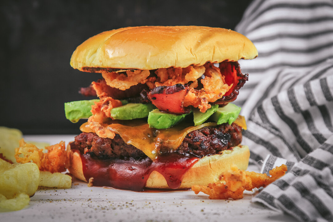 BBQ Burger with Crispy Onions